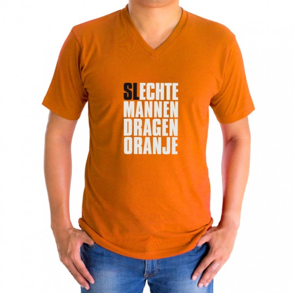 Graan Per ijsje Heren V-hals t-shirt "Slechte mannen dragen oranje''